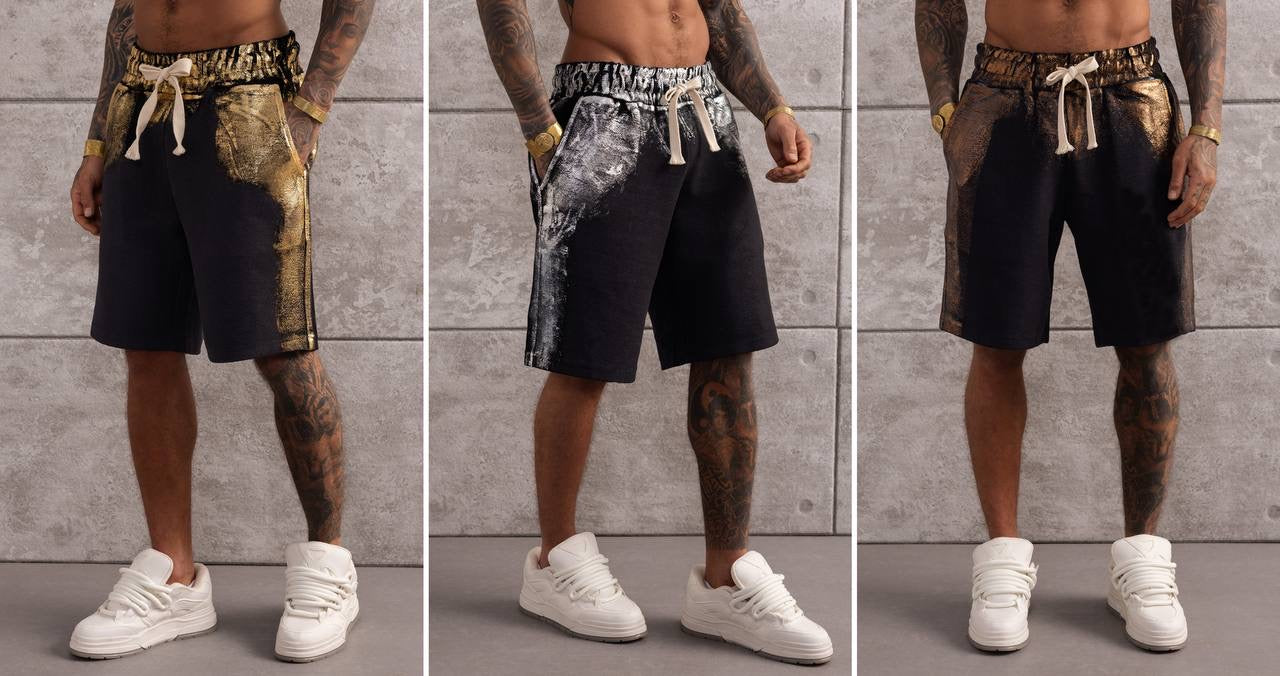 Croc-Print Cargo Shorts with Premium Leather Look