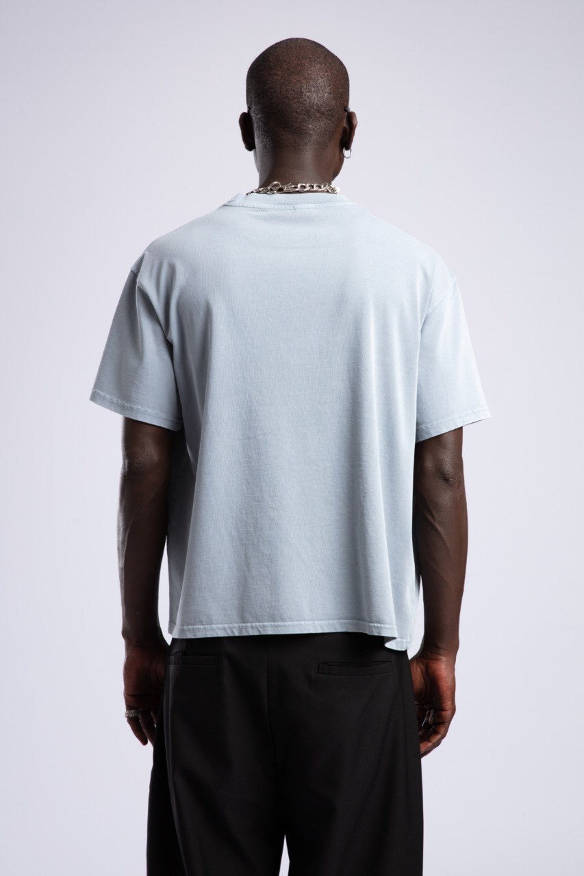 Light Blue Oversized Cotton T-Shirt with Minimal Logo