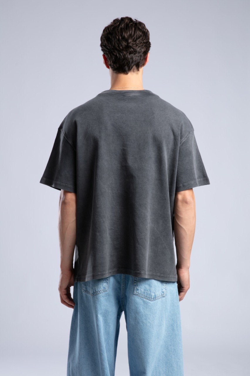 Vintage Black Oversized Tee for Men Casual Streetwear