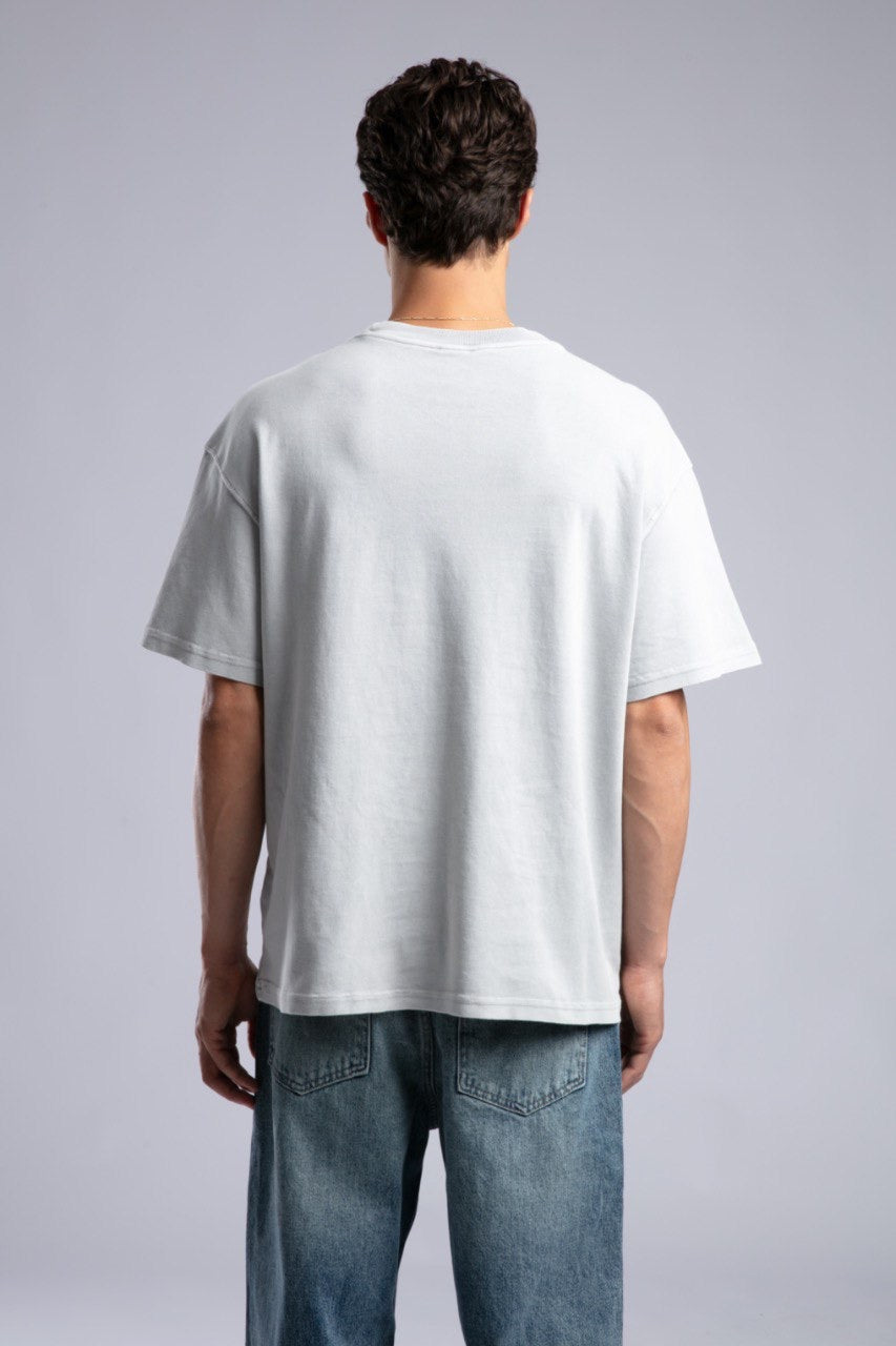 Vintage White Oversized Tee for Men Casual Streetwear