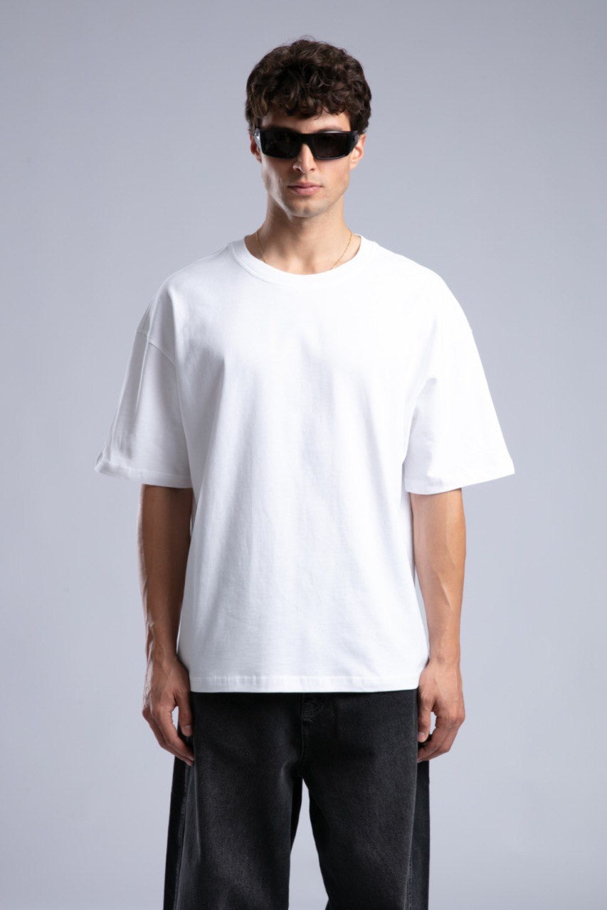 Classic White Oversized Tee for Men Casual Streetwear