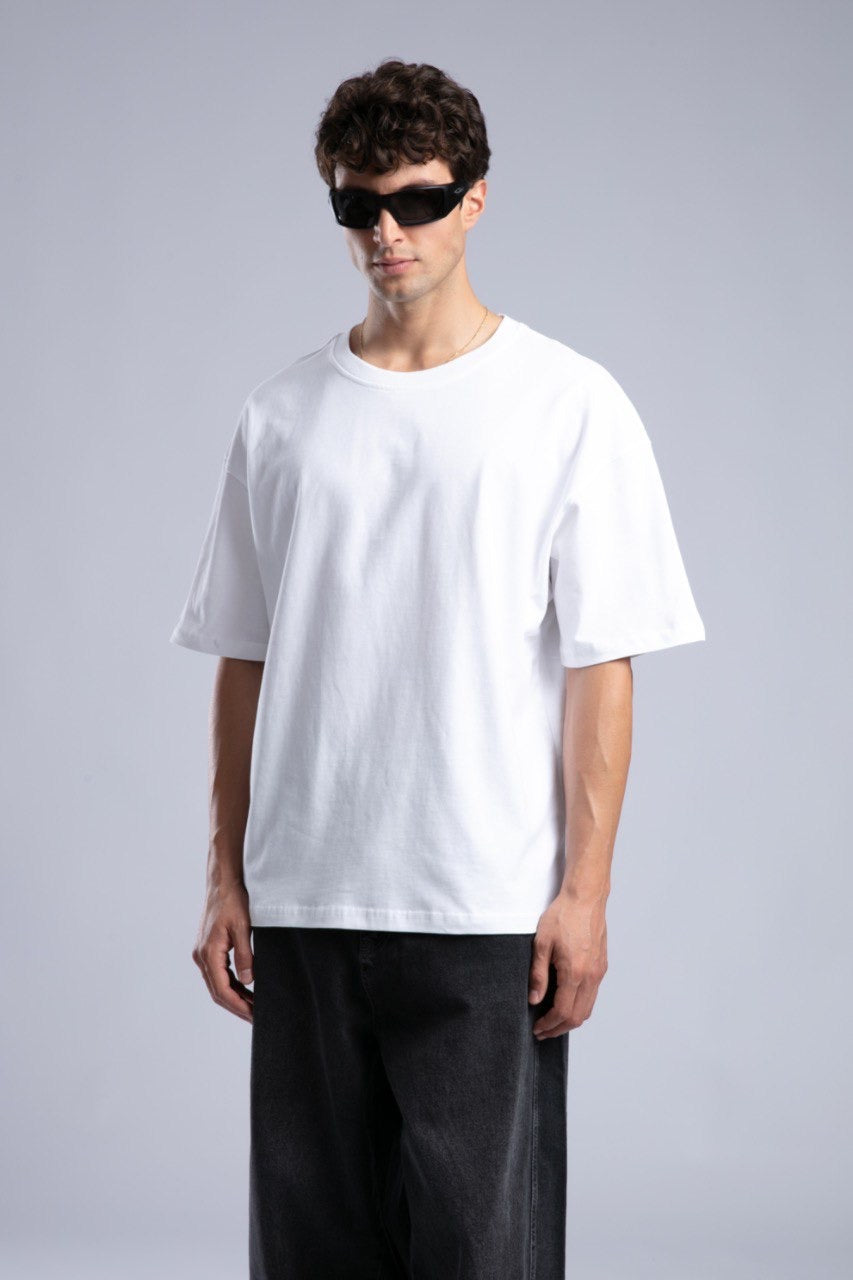Classic White Oversized Tee for Men Casual Streetwear
