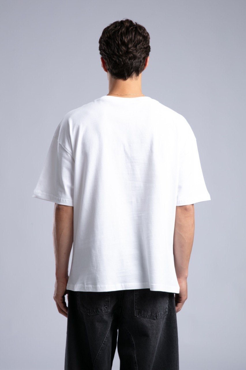 Classic White Oversized Tee for Men Casual Streetwear