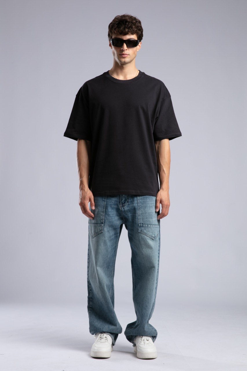 Classic Black Oversized Tee for Men Casual Streetwear