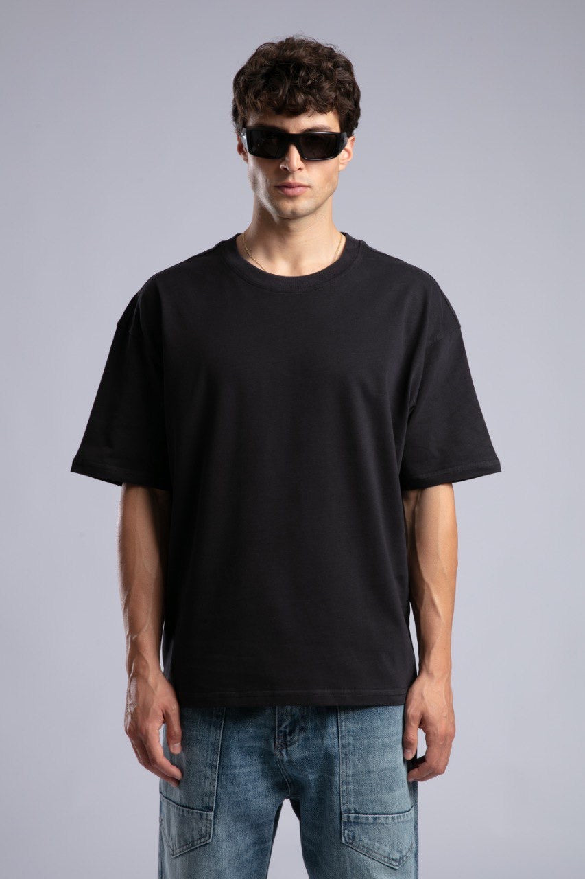 Classic Black Oversized Tee for Men Casual Streetwear