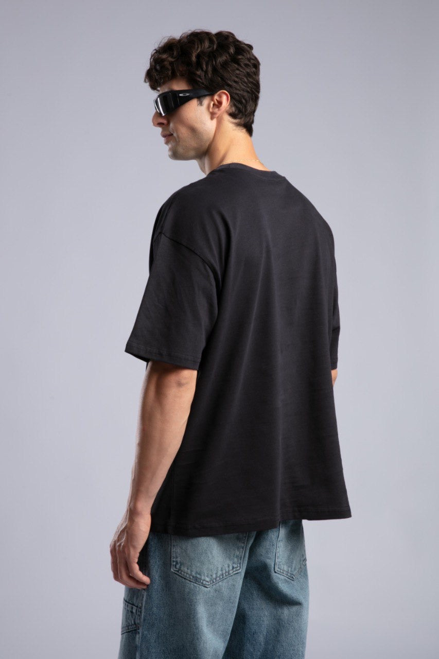 Classic Black Oversized Tee for Men Casual Streetwear