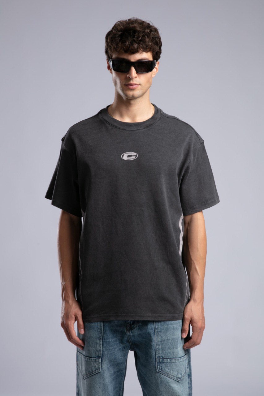 Graphic Logo Black Oversized Tee for Men Streetwear