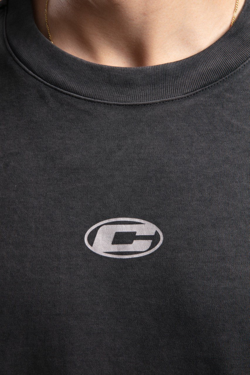 Graphic Logo Black Oversized Tee for Men Streetwear