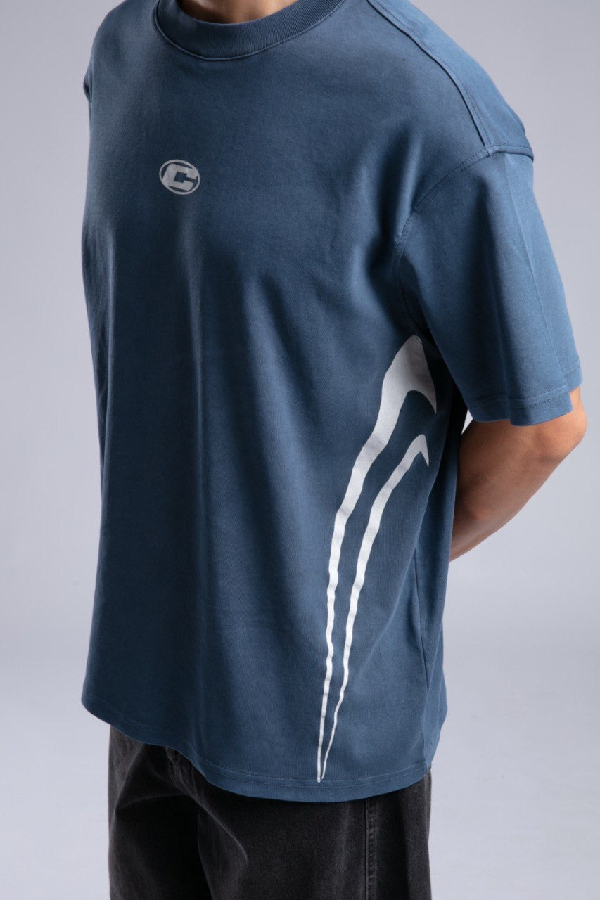Graphic Logo Blue Oversized Tee for Men Streetwear