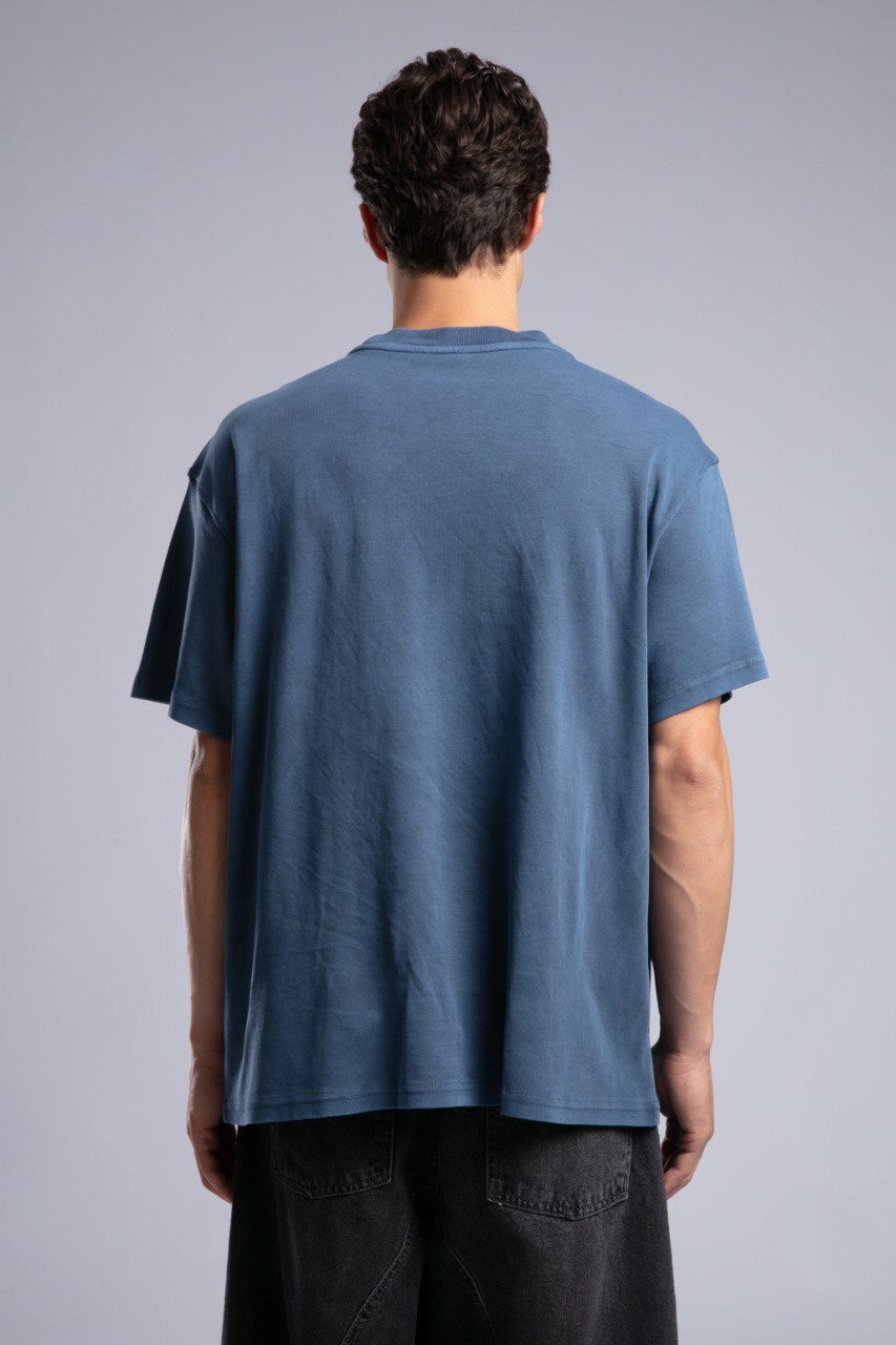 Graphic Logo Blue Oversized Tee for Men Streetwear