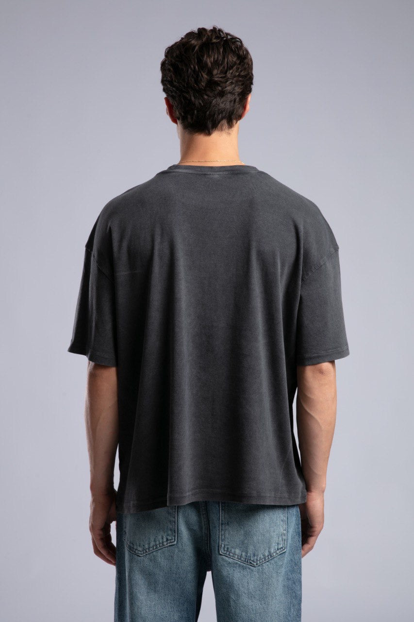 Minimal Logo Black Oversized Tee for Men Streetwear