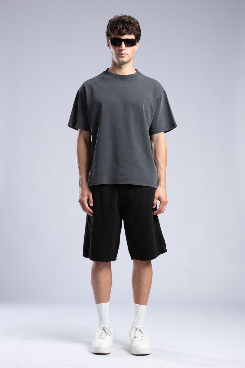 Charcoal Oversized Short Sleeve Casual T-Shirt Men