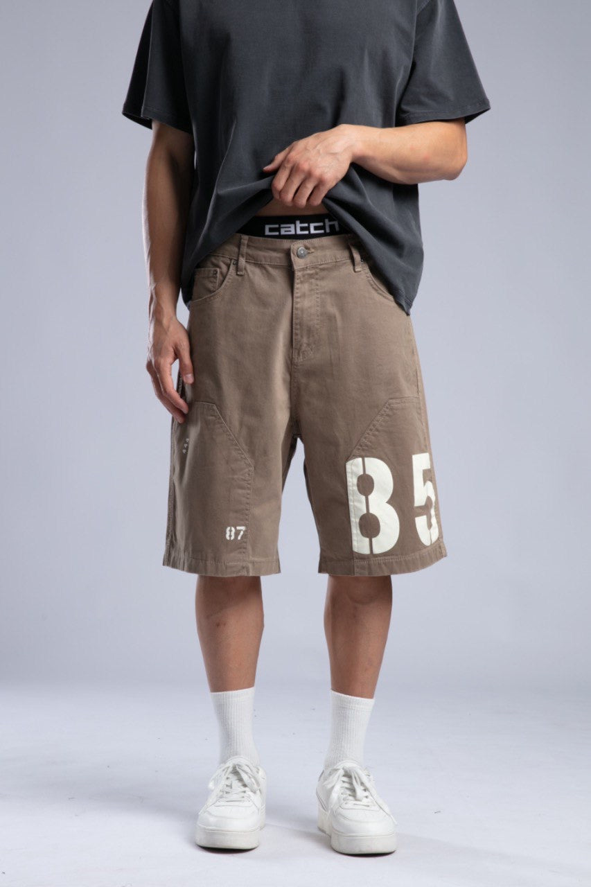 Charcoal Tee & Khaki Cargo Shorts Casual Streetwear