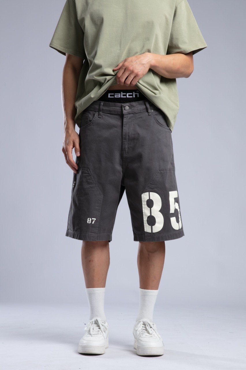 Sage Green Oversized Tee with Charcoal Cargo Shorts