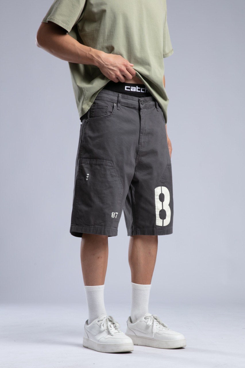 Sage Green Oversized Tee with Charcoal Cargo Shorts