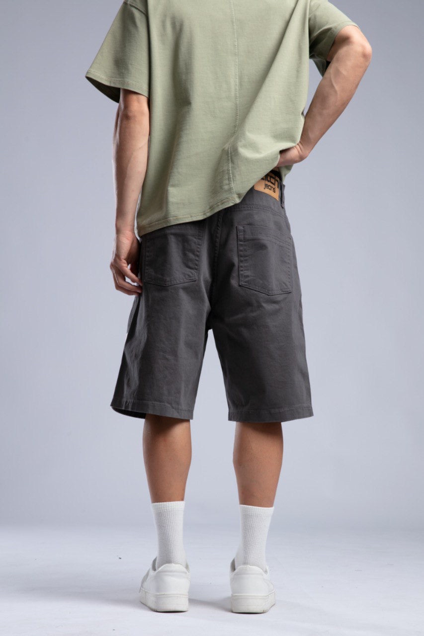 Sage Green Oversized Tee with Charcoal Cargo Shorts
