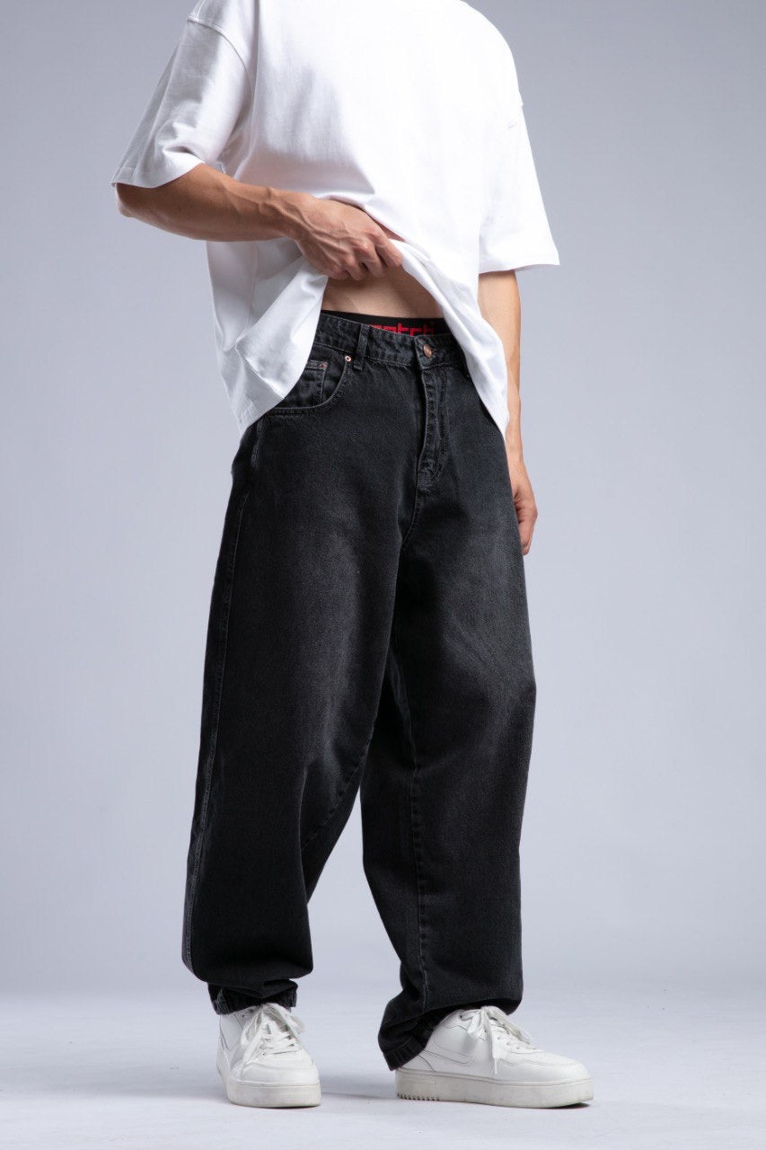 Oversized Black Wide-Leg Jeans for Casual Streetwear