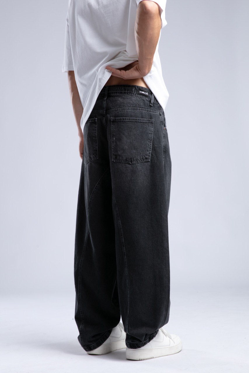 Oversized Black Wide-Leg Jeans for Casual Streetwear
