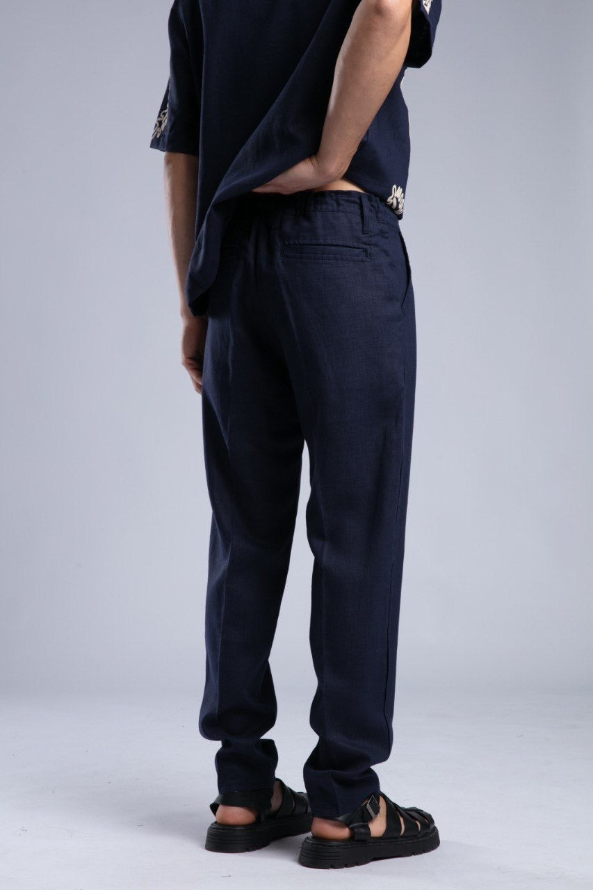 Men’s Navy Linen Drawstring Pants – Relaxed Summer Fit