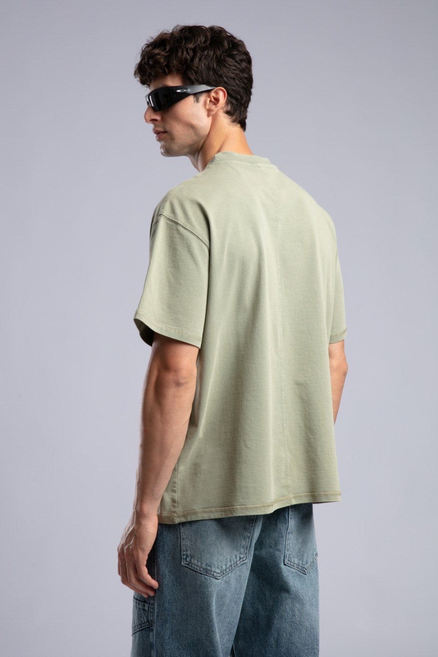 Sage Green Oversized T-Shirt for Men – Minimal Streetwear