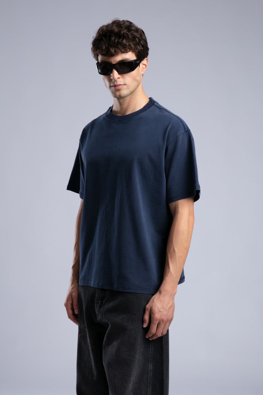 Navy Blue Oversized T-Shirt for Men – Casual Streetwear