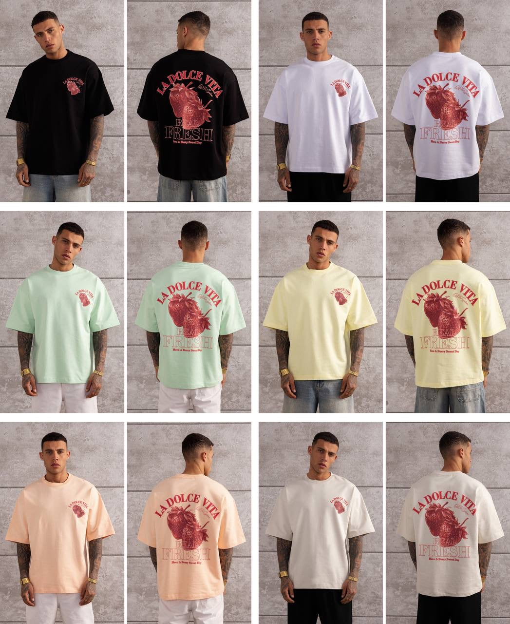 La Dolce Vita Strawberry Graphic Oversized T-Shirt Ffor Men’s