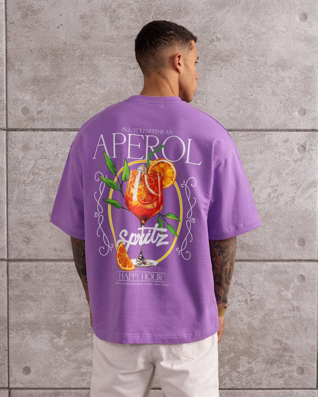 Men’s Summer Aperol Spritz Graphic Oversized Streetwear T-Shirt