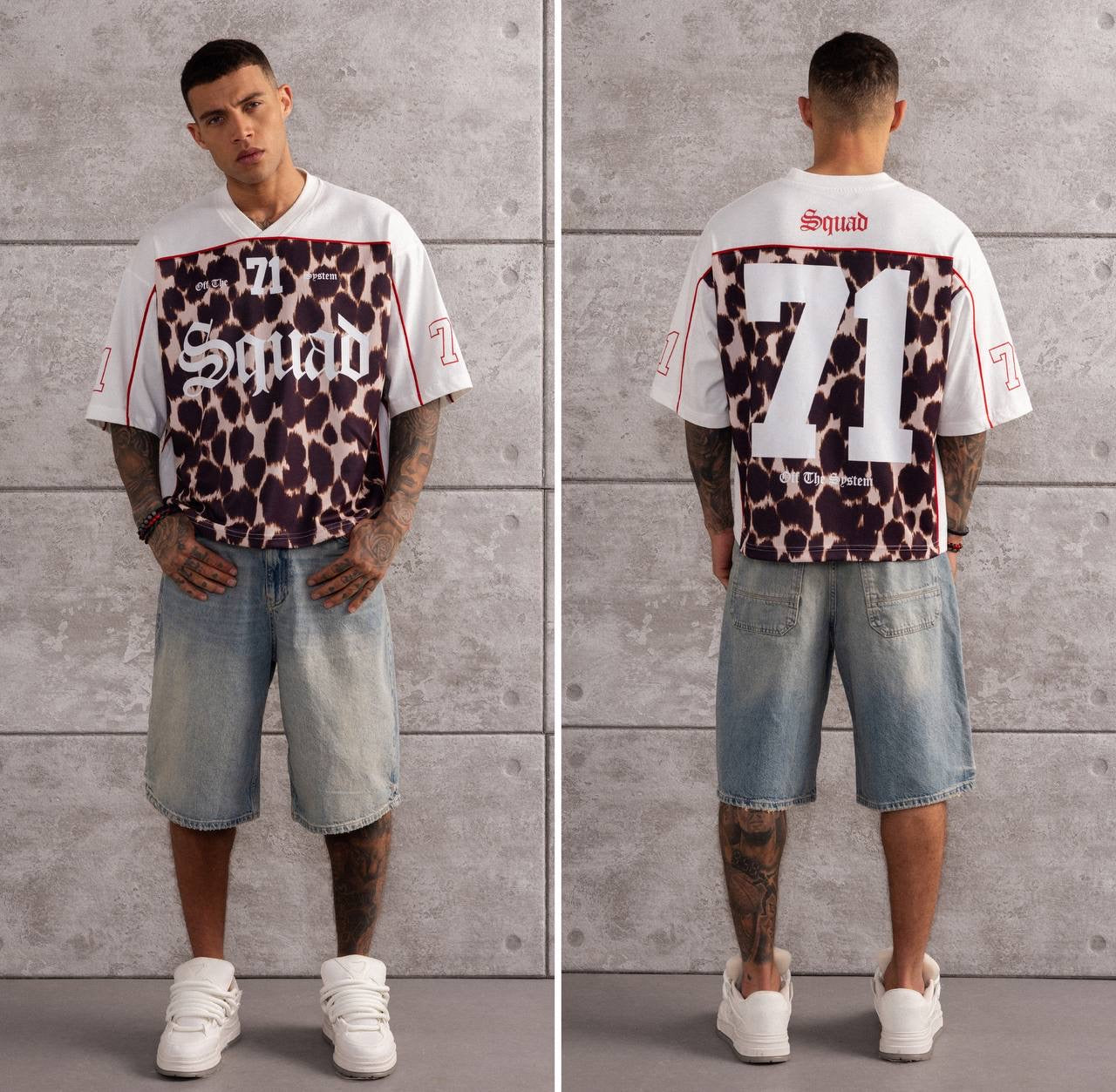 Squad 71 – Men’s Leopard Print Oversized Jersey T-Shirt