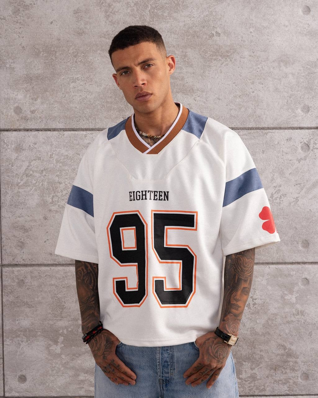Vintage 95 Patch Football Jersey – Retro Oversized Streetwear T-Shirt