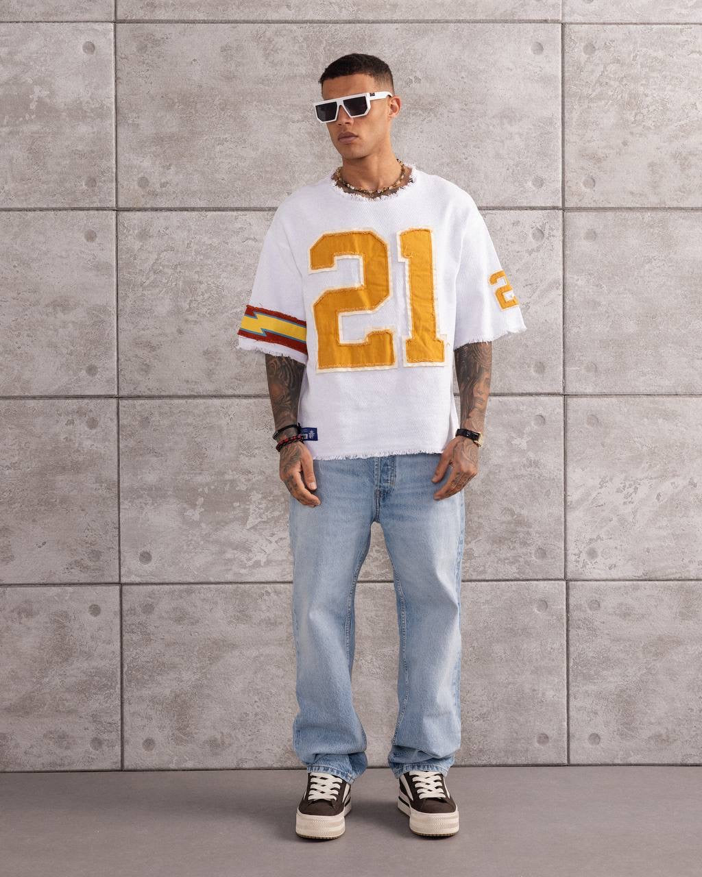 Men’s Streetwear Top with Number 21 Design T-Shirt