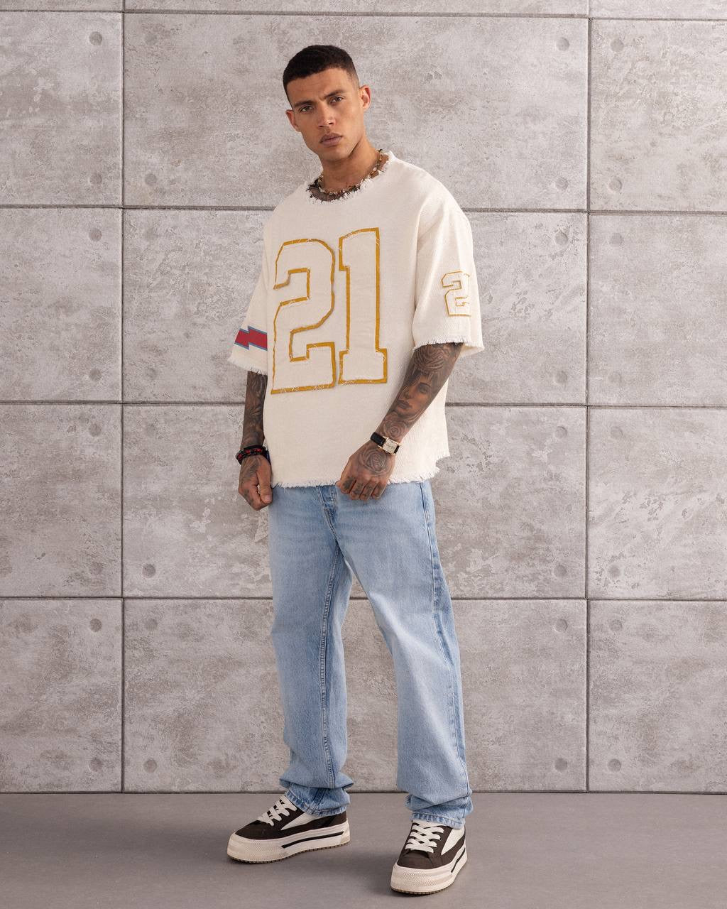 Men’s Streetwear Top with Number 21 Design T-Shirt