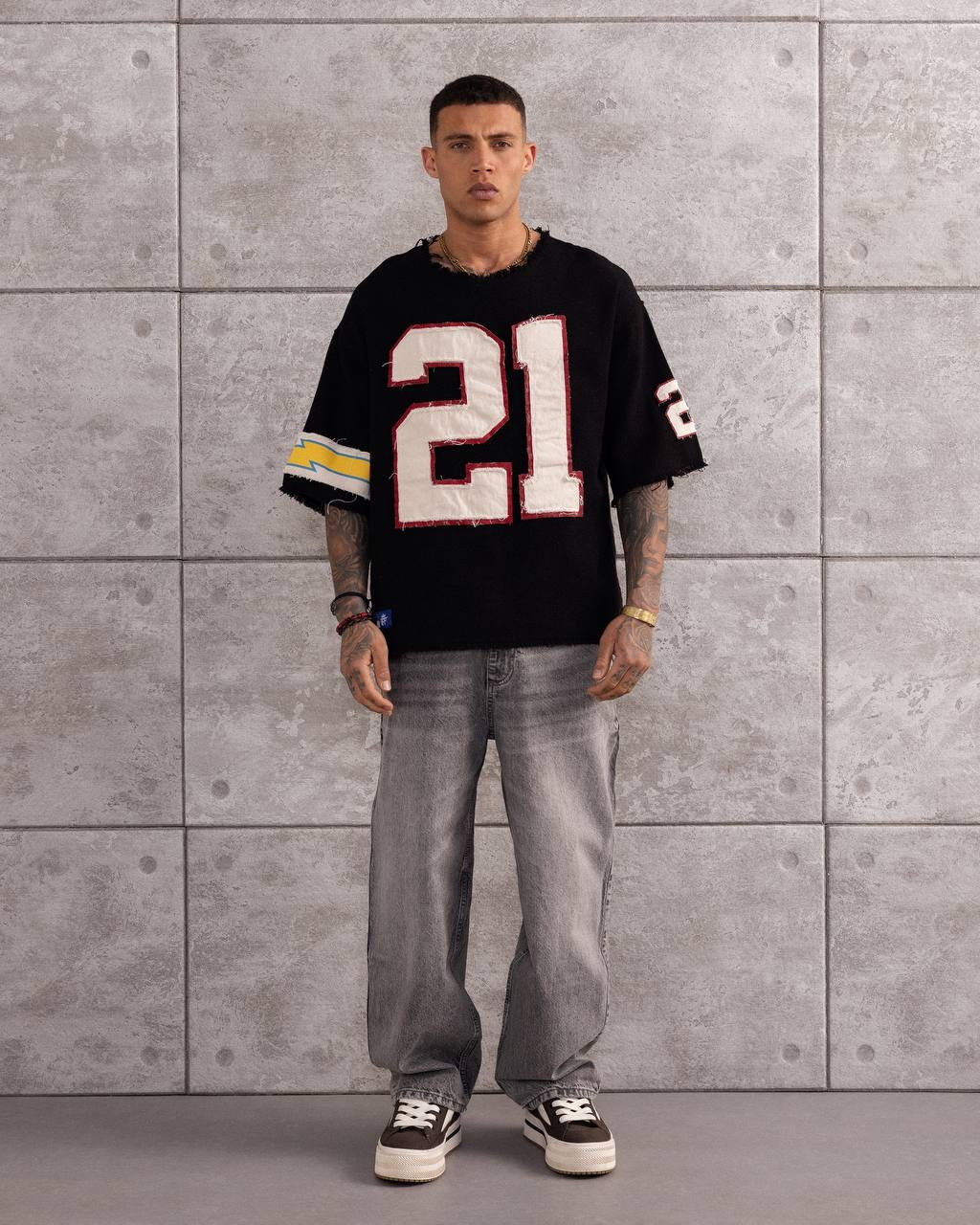 Men’s Streetwear Top with Number 21 Design T-Shirt