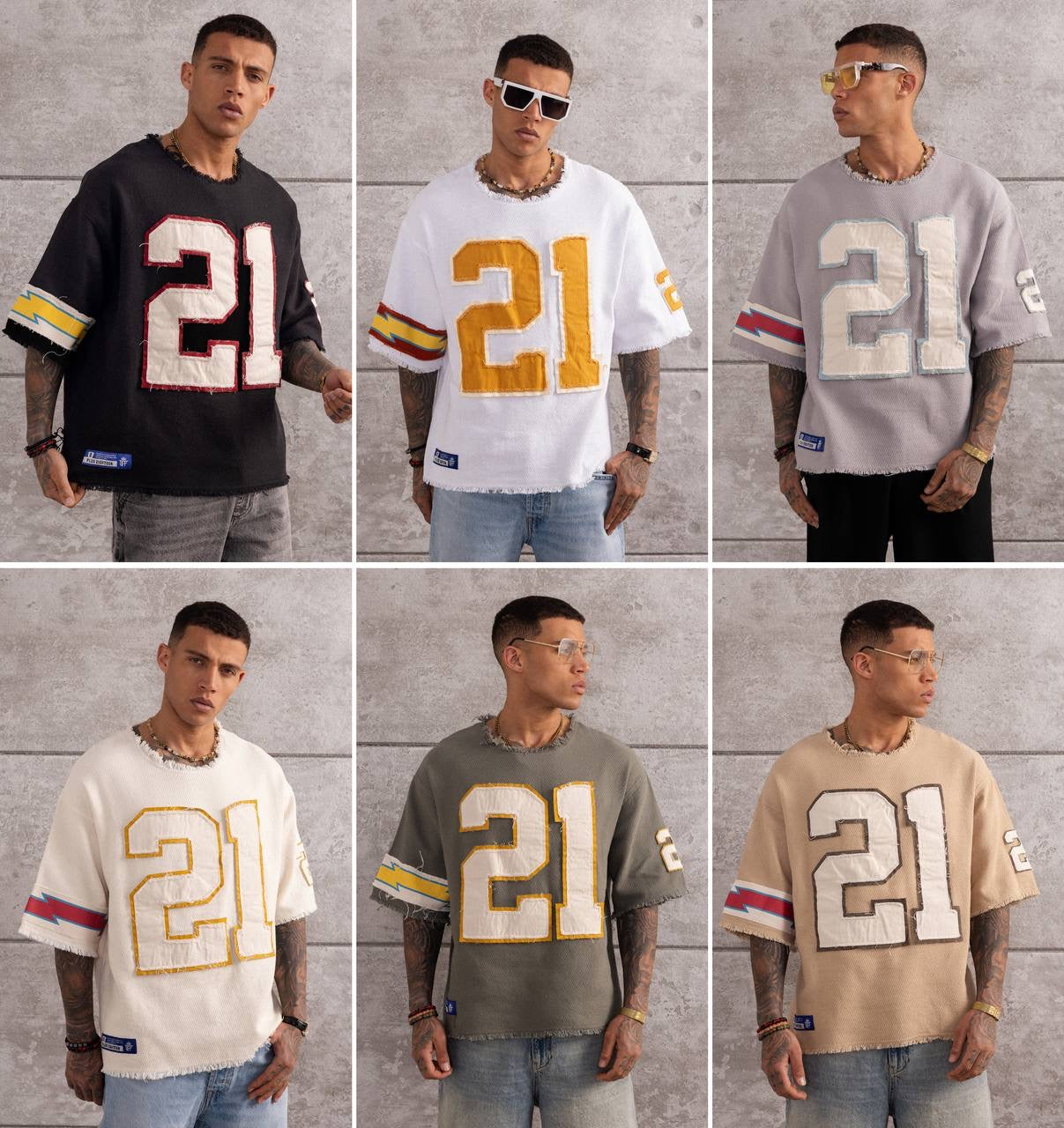 Men’s Streetwear Top with Number 21 Design T-Shirt