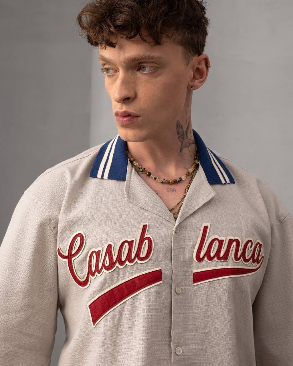 Casablanca Retro Baseball Short Sleeve Button-Up T-Shirt