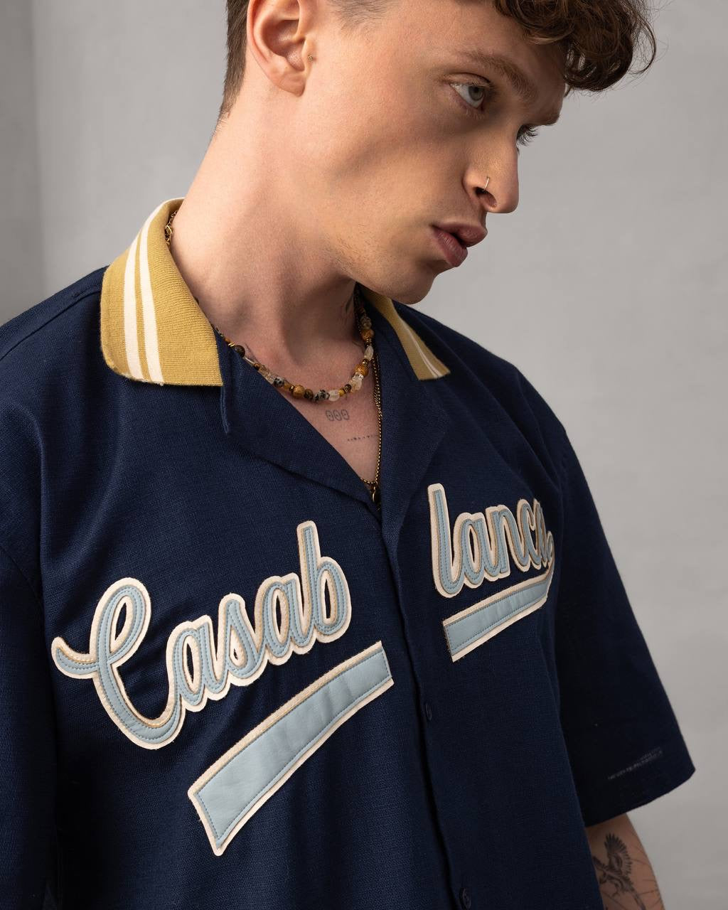 Casablanca Retro Baseball Short Sleeve Button-Up T-Shirt