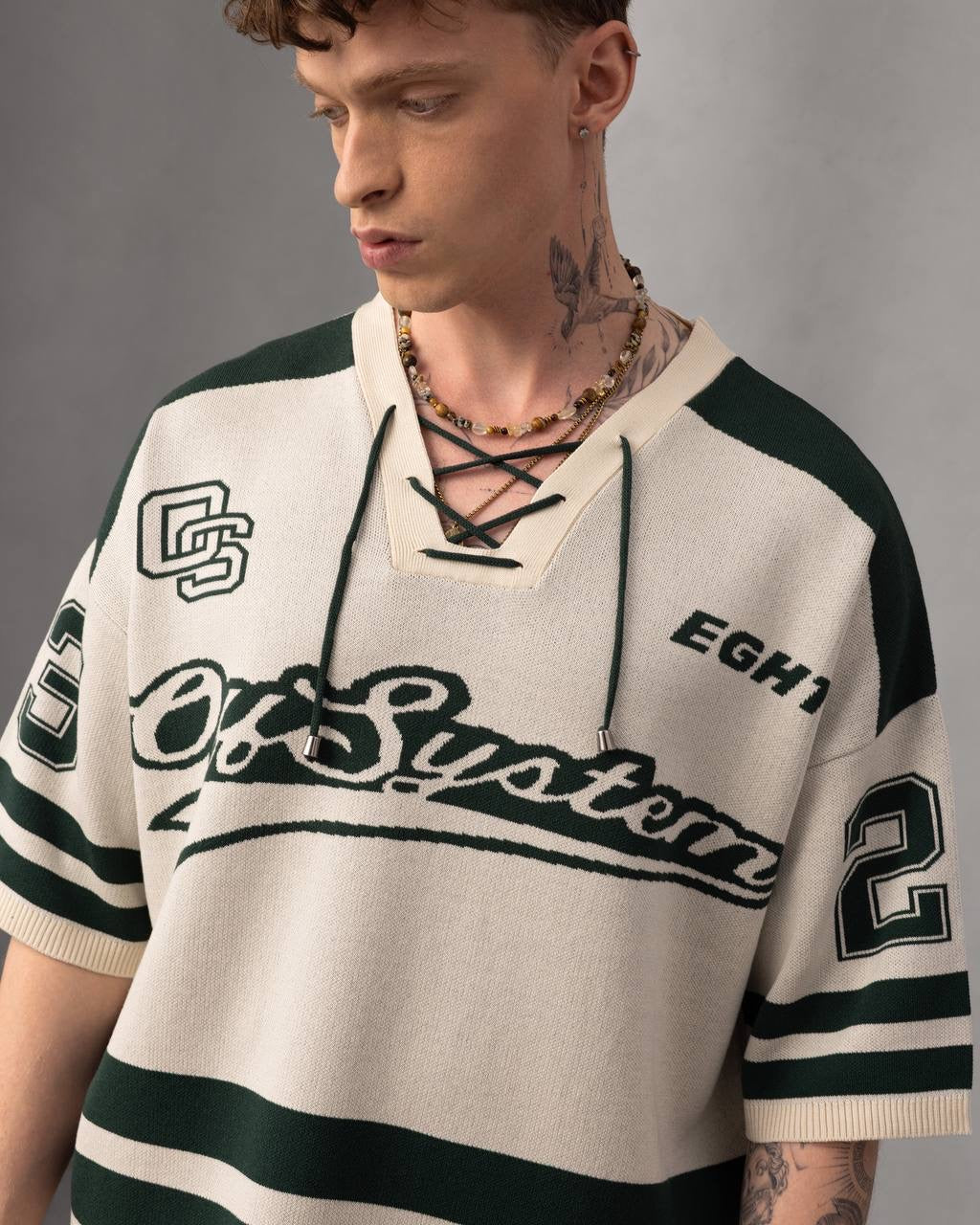 Oversized Varsity Knit Jersey – Retro Sportswear Street Top