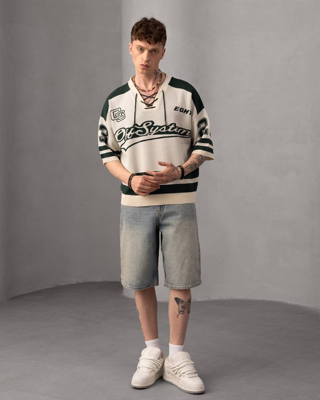 Oversized Varsity Knit Jersey – Retro Sportswear Street Top
