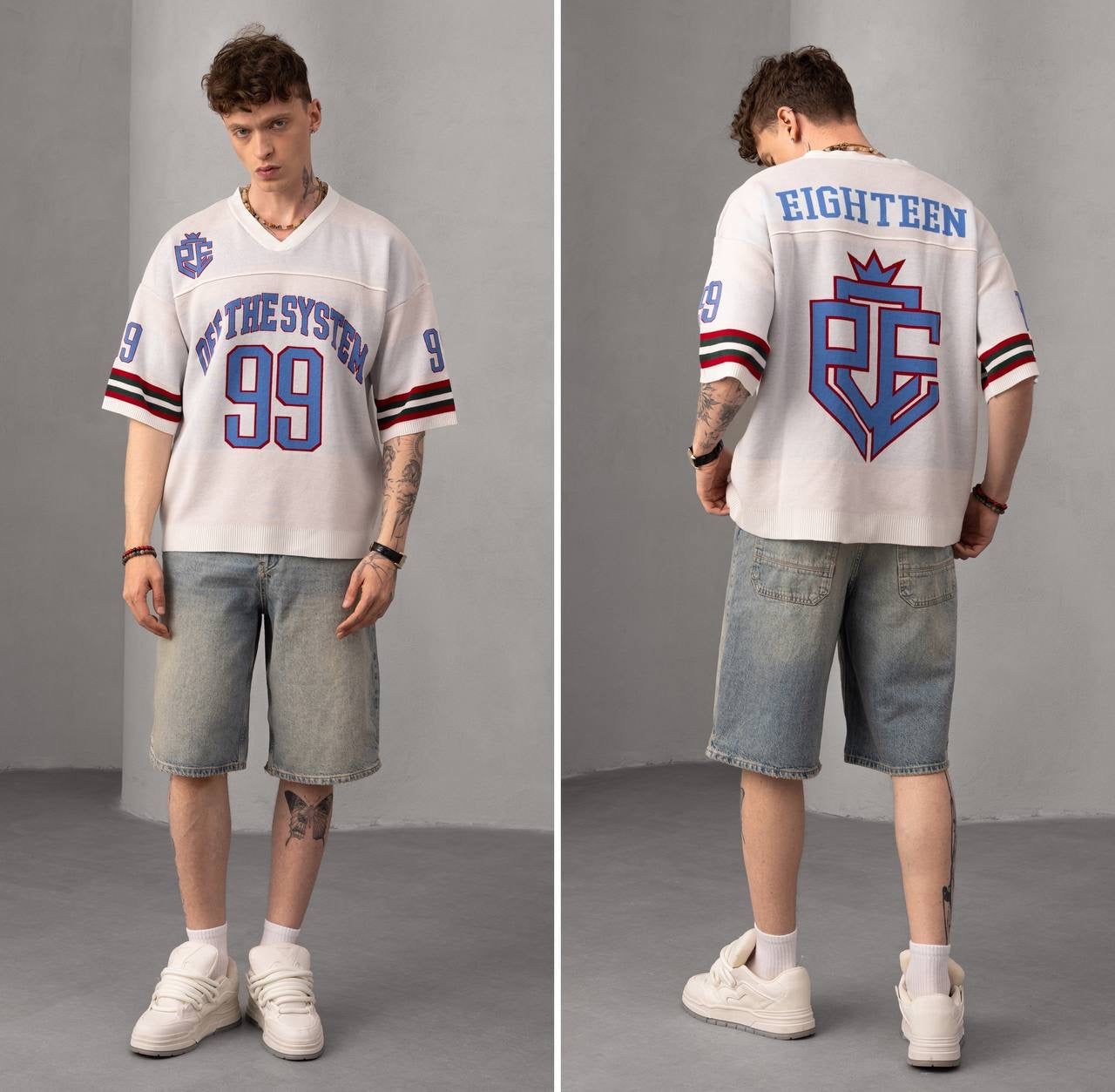 Off-The-System 99 Oversized Varsity T-Shirt – Unisex Streetwear