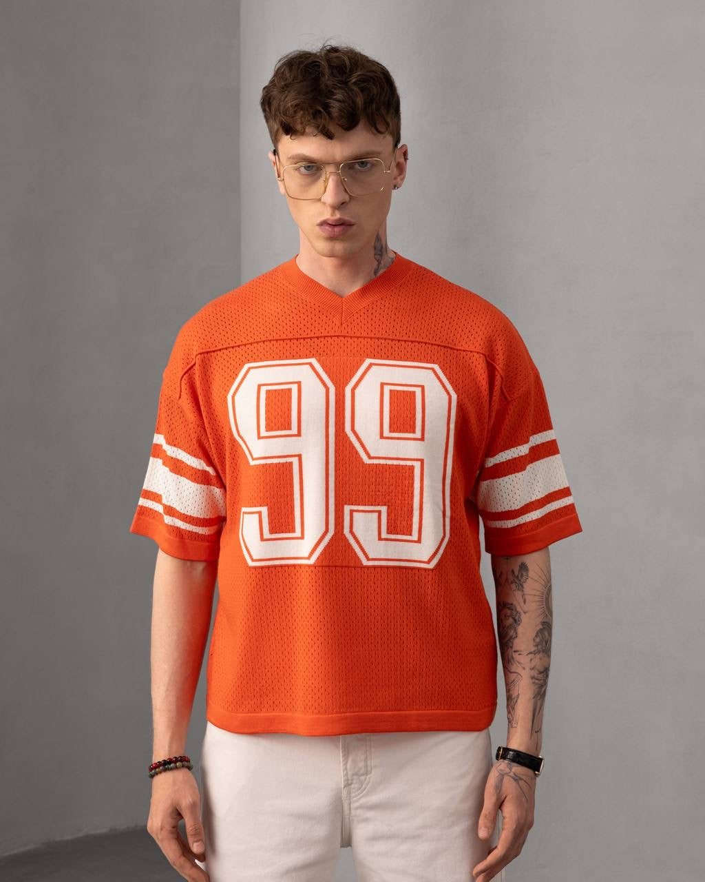 Retro Mesh Jersey – Oversized Sports T-Shirt with Number 99