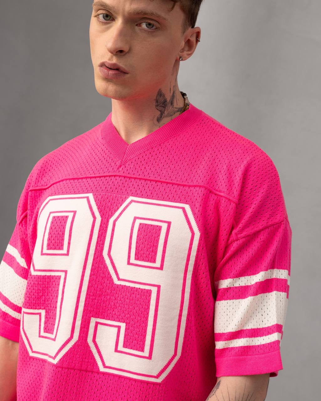 Retro Mesh Jersey – Oversized Sports T-Shirt with Number 99