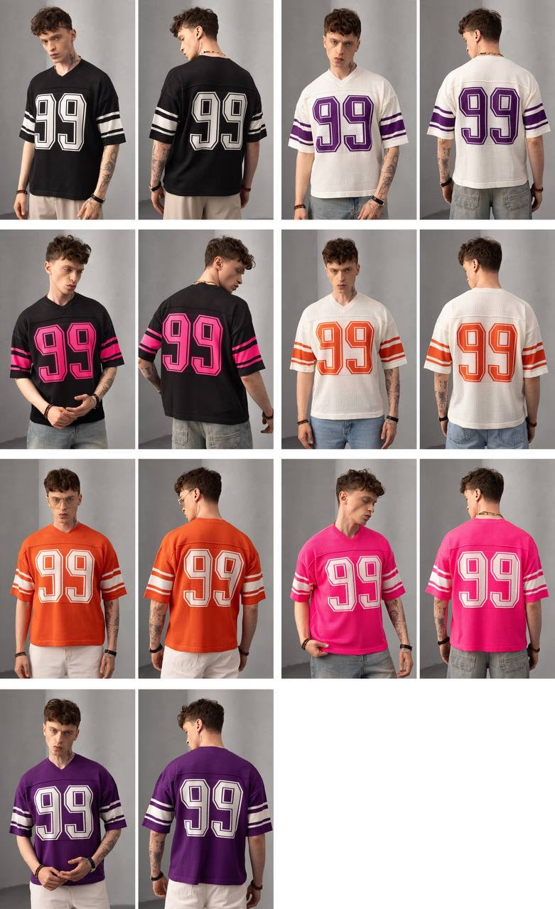 Retro Mesh Jersey – Oversized Sports T-Shirt with Number 99