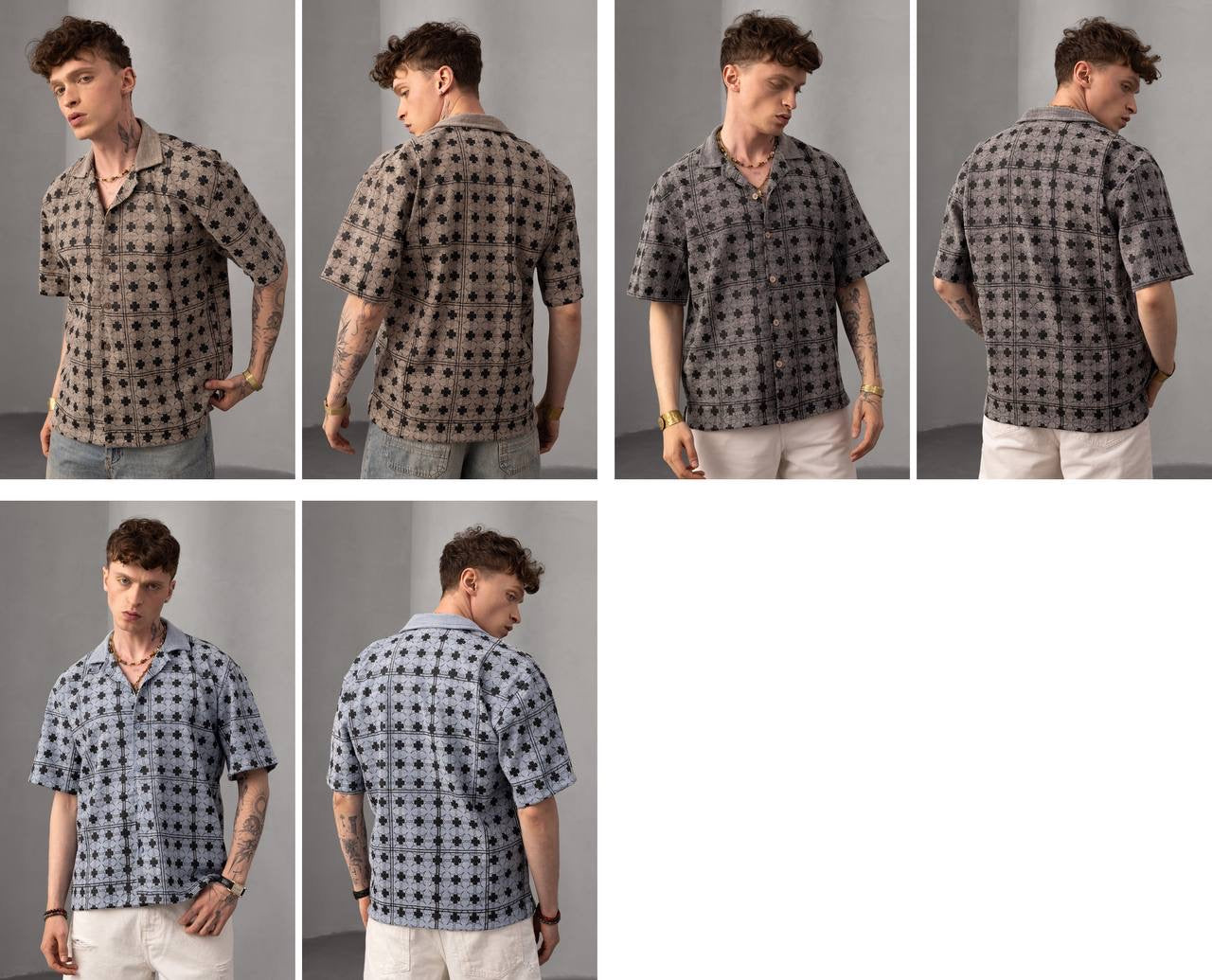 Clover Pattern Men's Short Sleeve Button-Up Shirt – Casual Summer Style