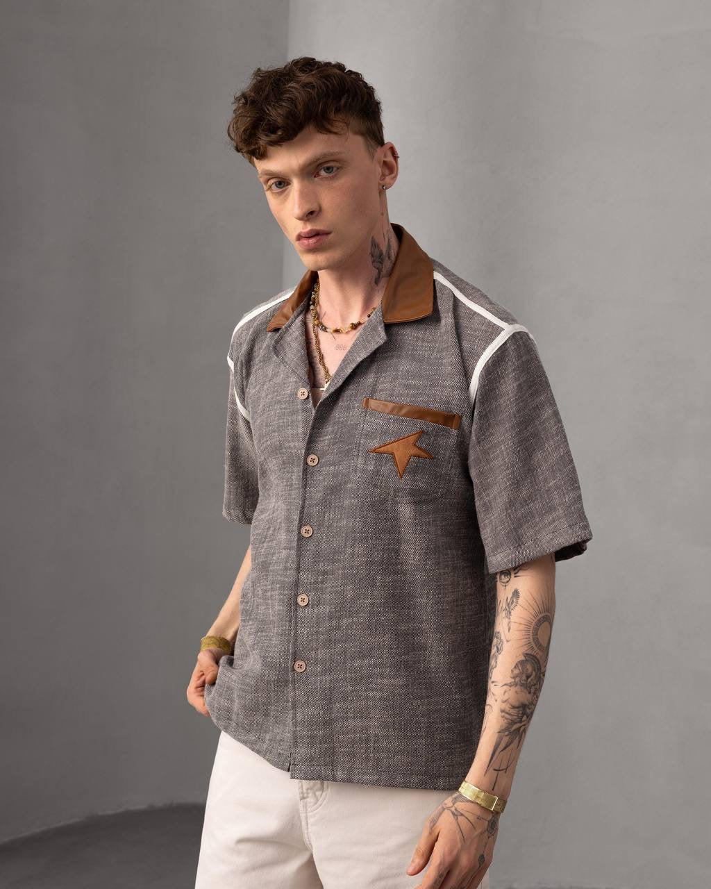 Star Pocket Button-Up Shirt – Men's Retro Style Summer Shirt