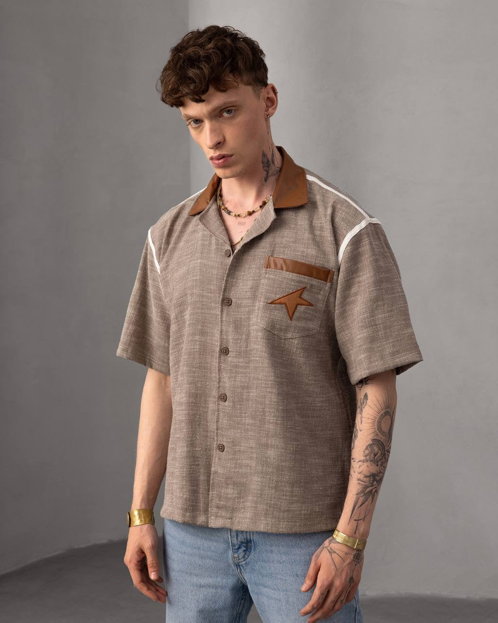 Star Pocket Button-Up Shirt – Men's Retro Style Summer Shirt