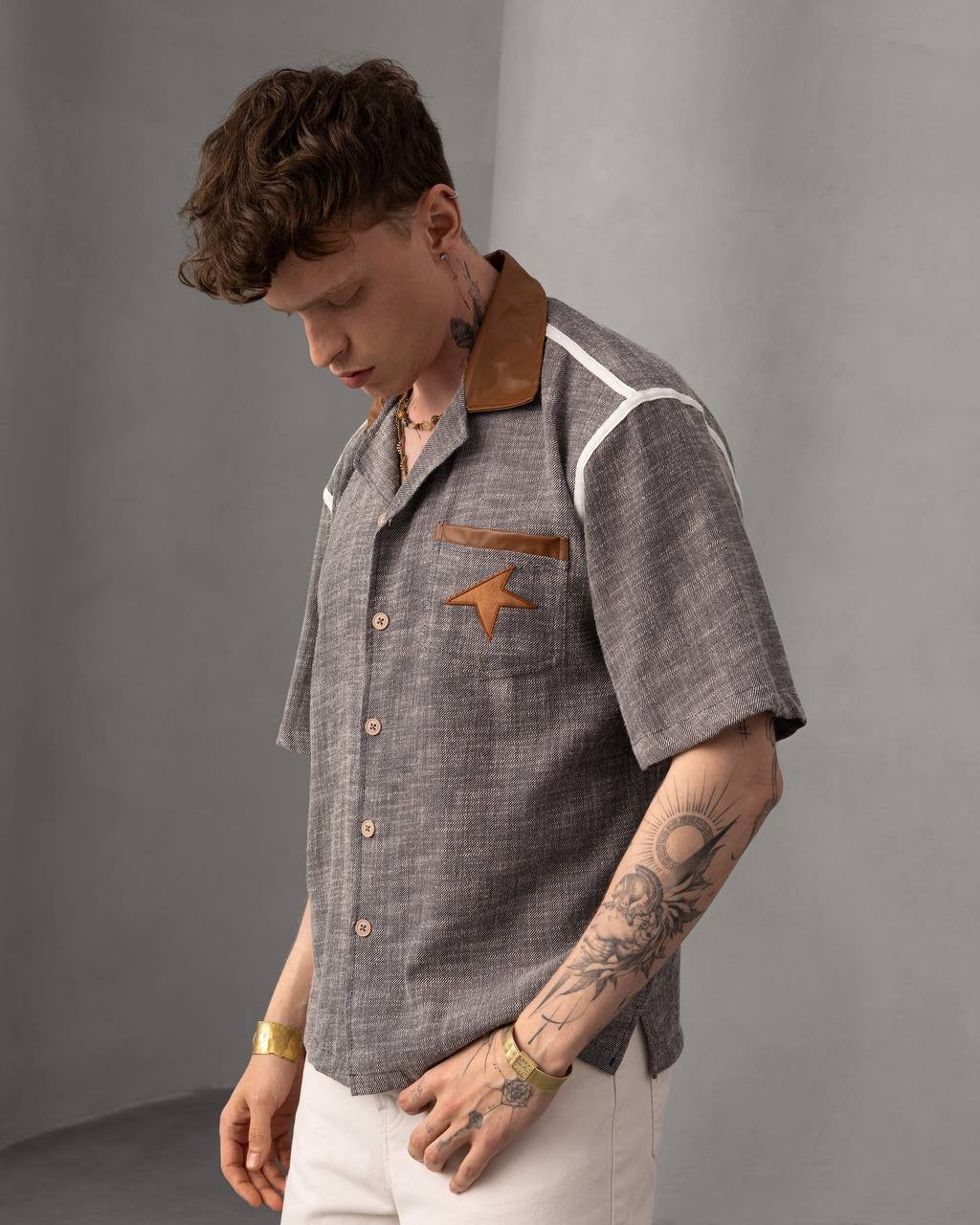 Star Pocket Button-Up Shirt – Men's Retro Style Summer Shirt