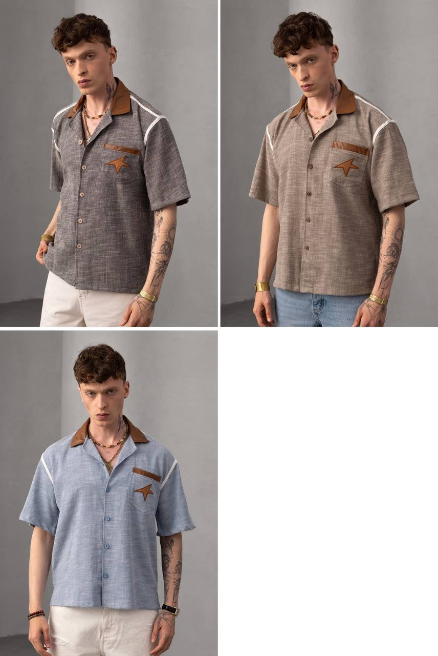 Star Pocket Button-Up Shirt – Men's Retro Style Summer Shirt