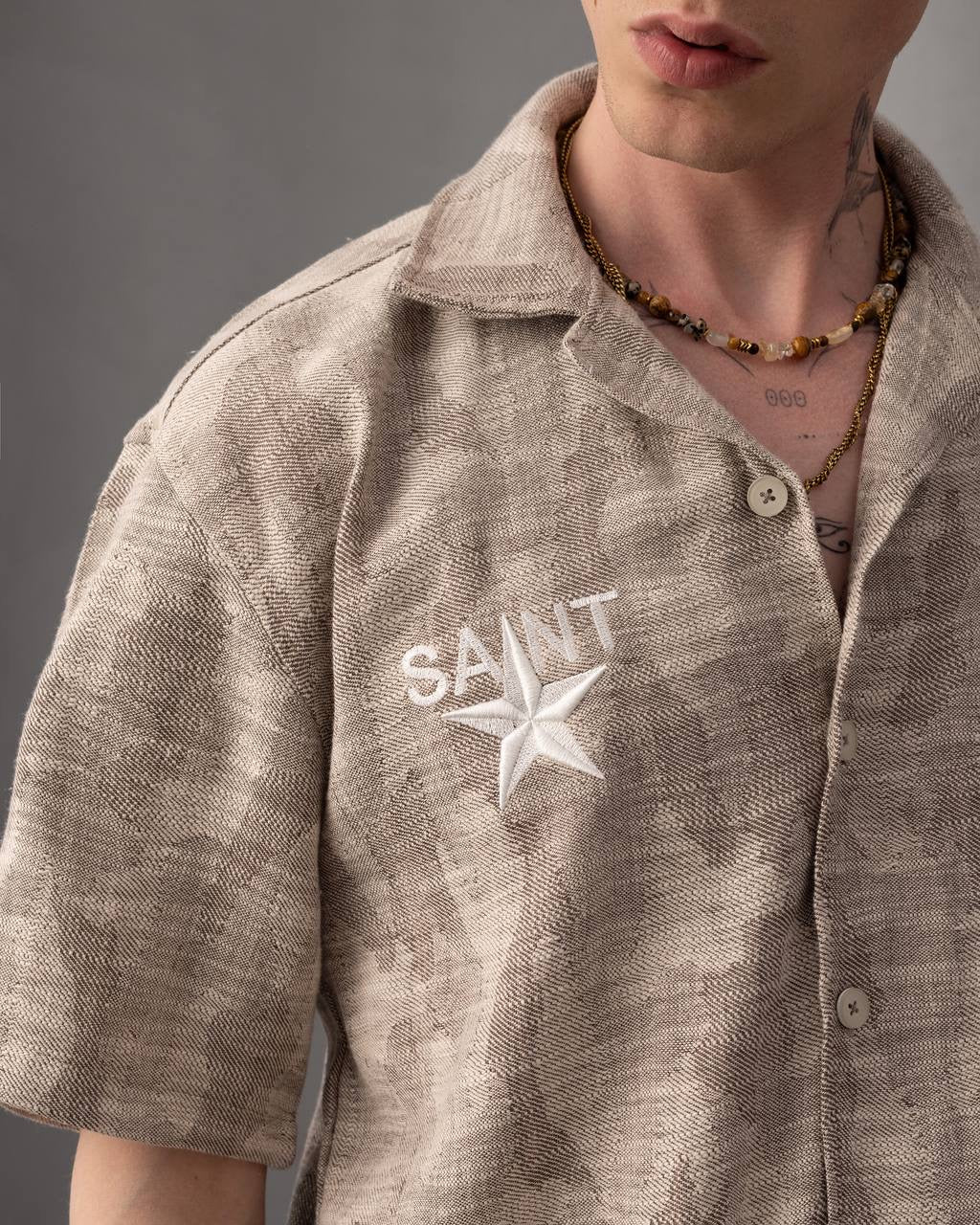 Star Button-Up Shirt – Casual Summer Short Sleeve