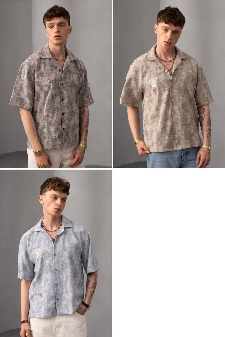 Star Button-Up Shirt – Casual Summer Short Sleeve