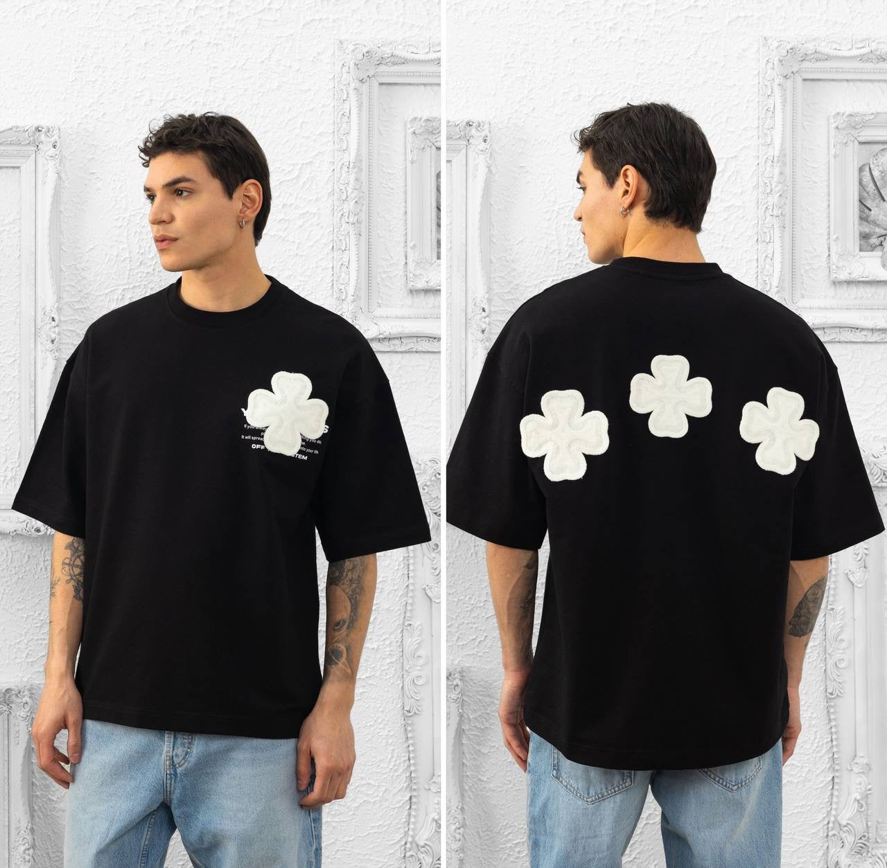 Clover Patch Oversized T-Shirt – Coral Pink Streetwear Statement