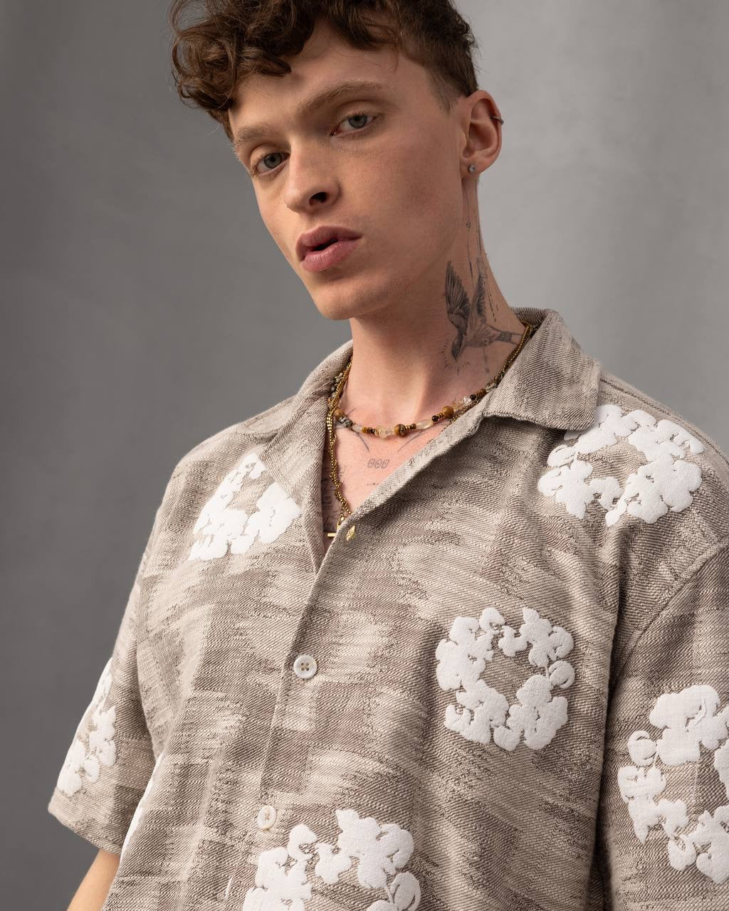 Floral Print Short Sleeve Button-Down Shirt and Shorts